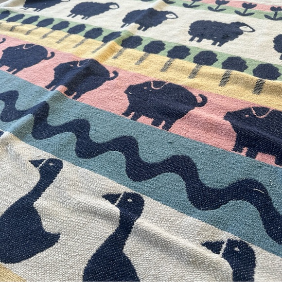 VTG Crown Crafts Vuteks Vukovar Reversible Blanket Yugoslavia Cow Sheep Pig Goos - Picture 3 of 8